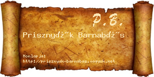Prisznyák Barnabás névjegykártya