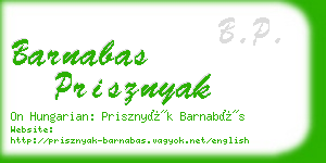 barnabas prisznyak business card
